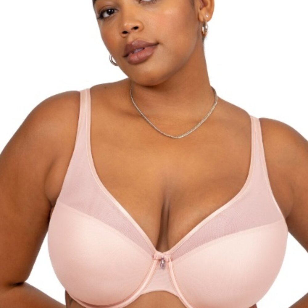 Curvy Couture Sexy Sheer Mesh Plus Size Full Coverage Bra 46D